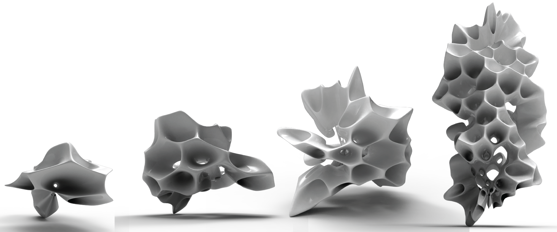 Variants of the shape and structure of HIVE possible as a result of the parametric approach to the design.